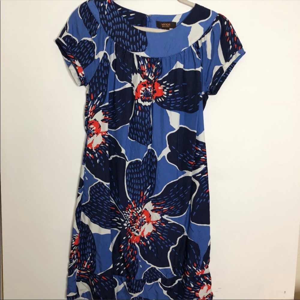 Victor Alfaro Floral Silk Dress Size 8